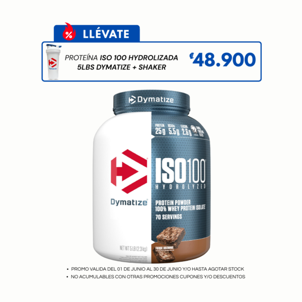 PROTEÍNA ISO 100 HYDROLIZADA 5LBS DYMATIZE + SHAKER