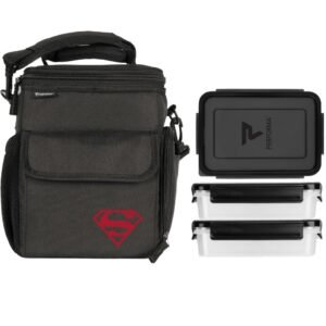 BOLSA TÉRMICA PARA 6 COMIDAS, COLOR NEGRO SÚPERMAN