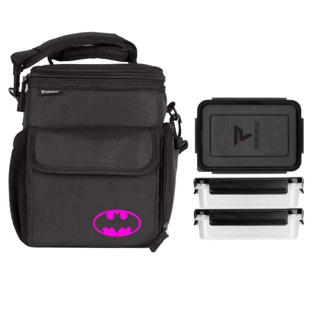 BOLSA TÉRMICA PARA 6 COMIDAS, COLOR NEGRO BATMAN ROSA